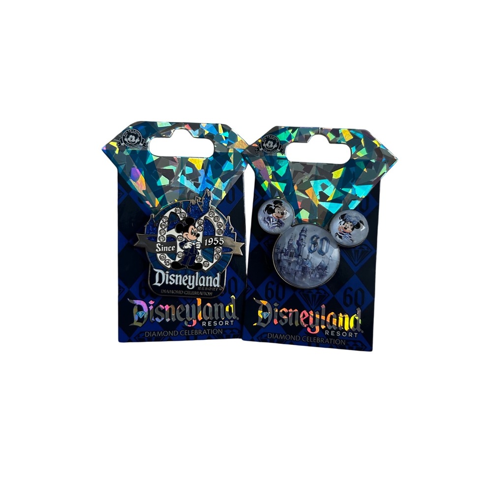 Disney Parks Disneyland 60th Anniversary Diamond Celebration Pin Set Mickey